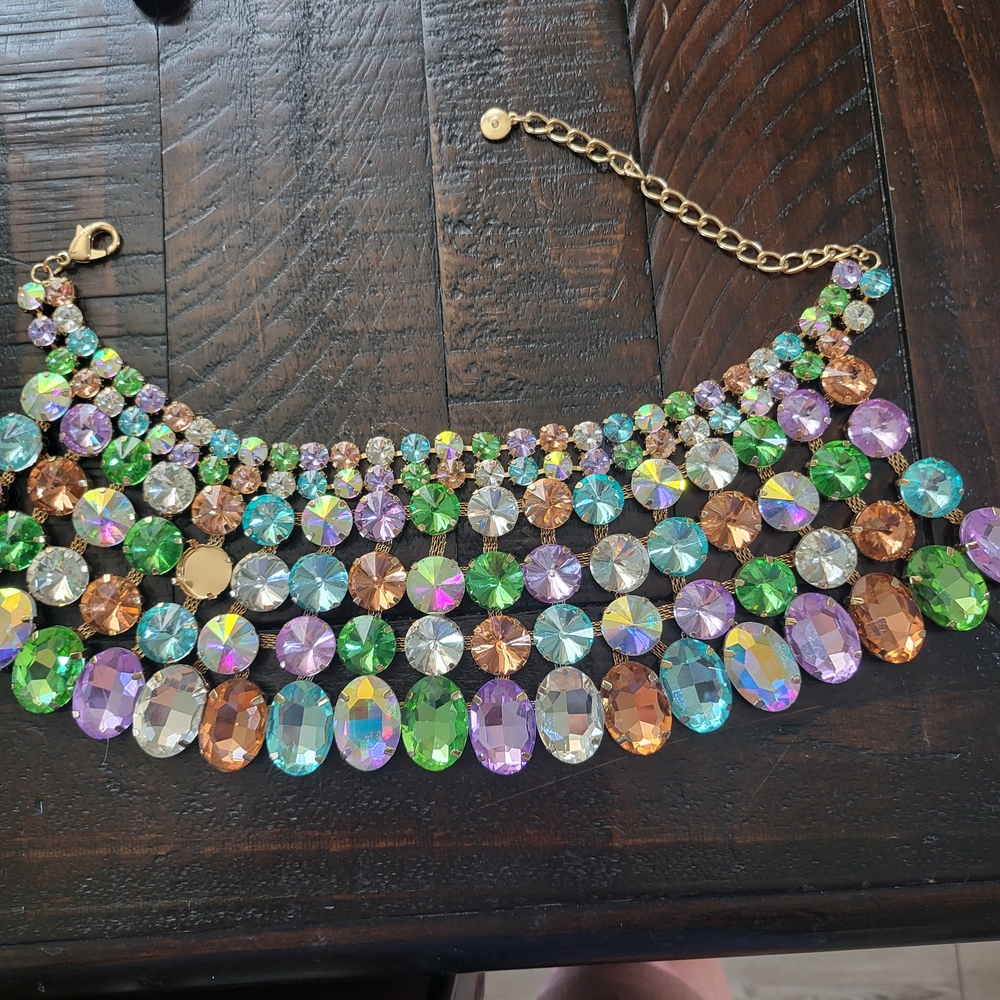 Multicolor Crystal Statement Necklace - image 1